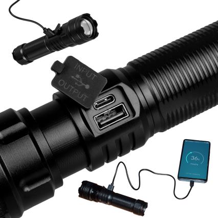 Lampe torche rechargeable LED dimmable avec fonction powerbank LED/10W/5V IPX4 600 lm 2000 mAh