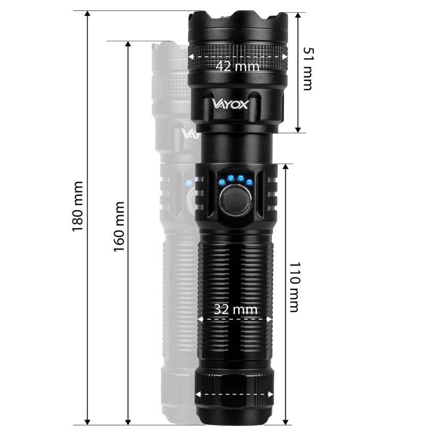 Lampe torche rechargeable LED dimmable avec fonction powerbank LED/10W/5V IPX4 600 lm 2000 mAh