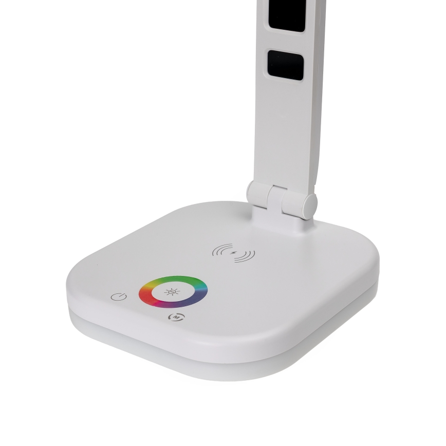 Lampe de table tactile RGBW à intensité variable avec charge sans fil, écran et Port USB MAGNUS LED/6W/5V 3000-6500K blanc