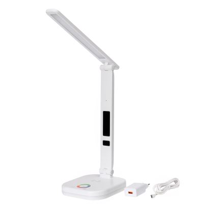 Lampe de table tactile RGBW à intensité variable avec charge sans fil, écran et Port USB MAGNUS LED/6W/5V 3000-6500K blanc