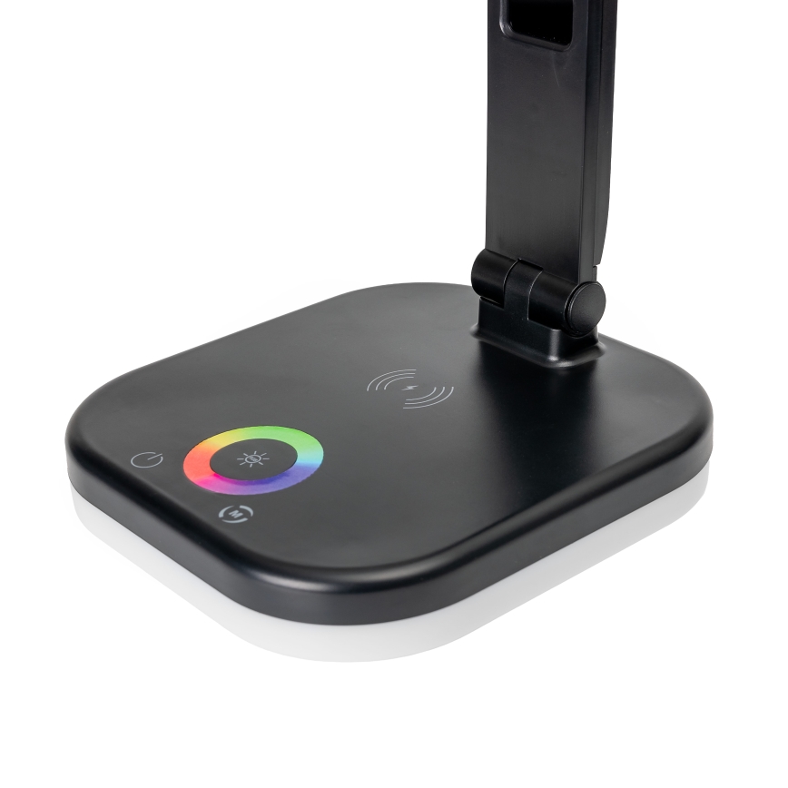 Lampe de table tactile RGBW à intensité variable avec charge sans fil, LCD écran et Port USB MAGNUS LED/6W/5V 3000-6500K noir