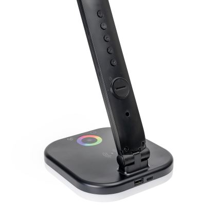 Lampe de table tactile RGBW à intensité variable avec charge sans fil, LCD écran et Port USB MAGNUS LED/6W/5V 3000-6500K noir