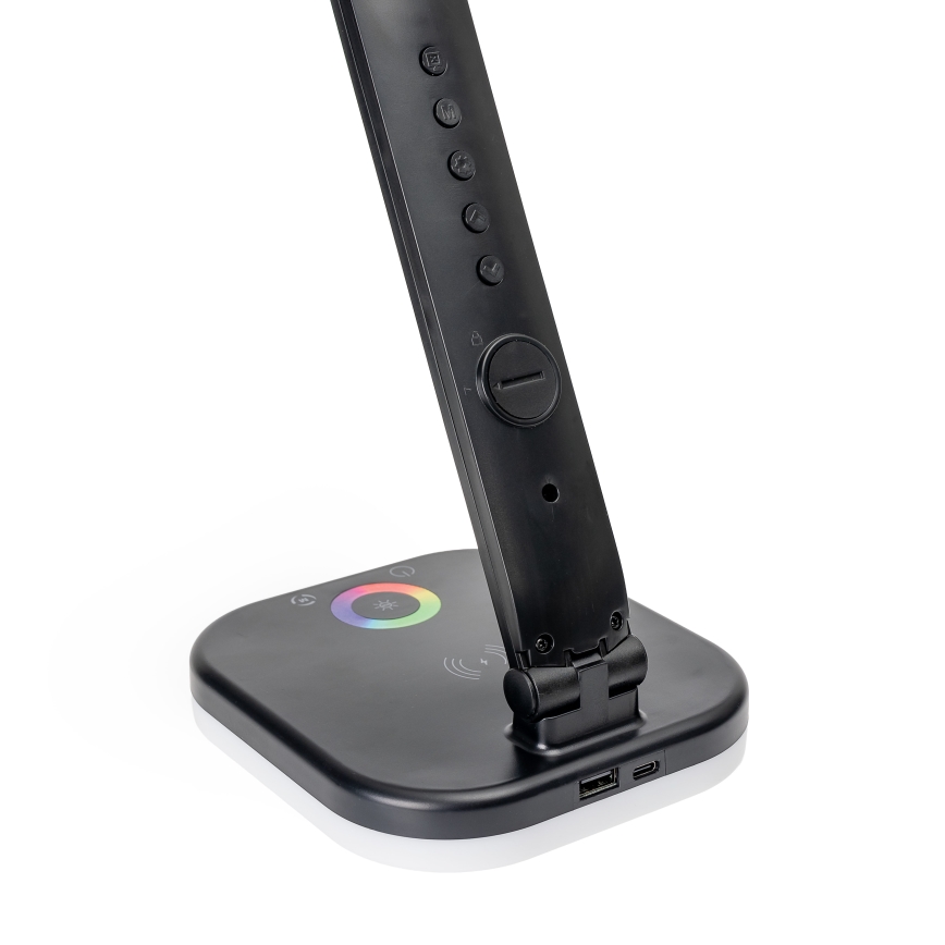 Lampe de table tactile RGBW à intensité variable avec charge sans fil, LCD écran et Port USB MAGNUS LED/6W/5V 3000-6500K noir