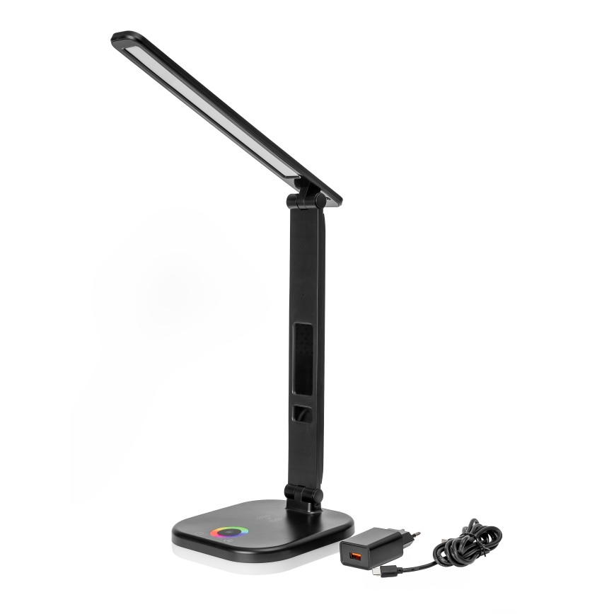 Lampe de table tactile RGBW à intensité variable avec charge sans fil, LCD écran et Port USB MAGNUS LED/6W/5V 3000-6500K noir