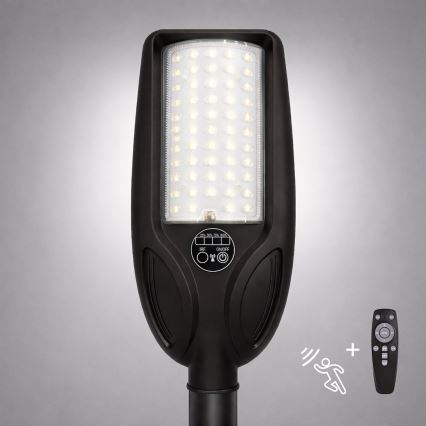 Lampe solaire LED de rue à intensité réglable avec capteur VENICE LED/50W/3,2V 4000 mAh IP65 noire + télécommande