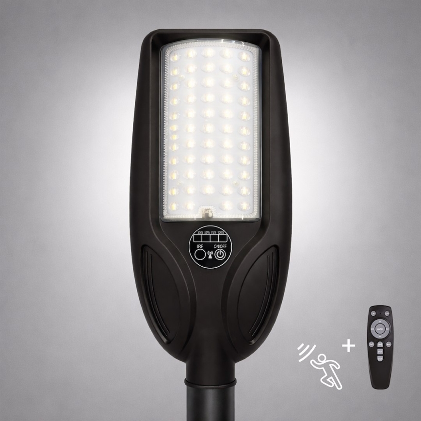 Lampe solaire LED de rue à intensité réglable avec capteur VENICE LED/50W/3,2V 4000 mAh IP65 noire + télécommande