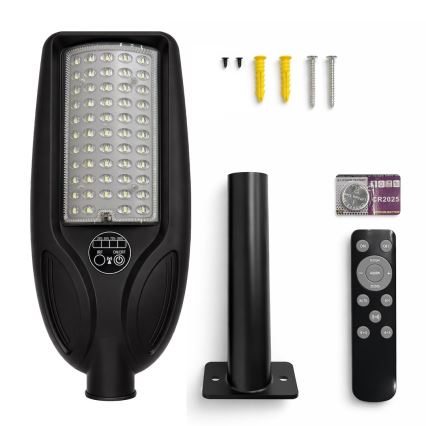 Lampe solaire LED de rue à intensité réglable avec capteur VENICE LED/50W/3,2V 4000 mAh IP65 noire + télécommande