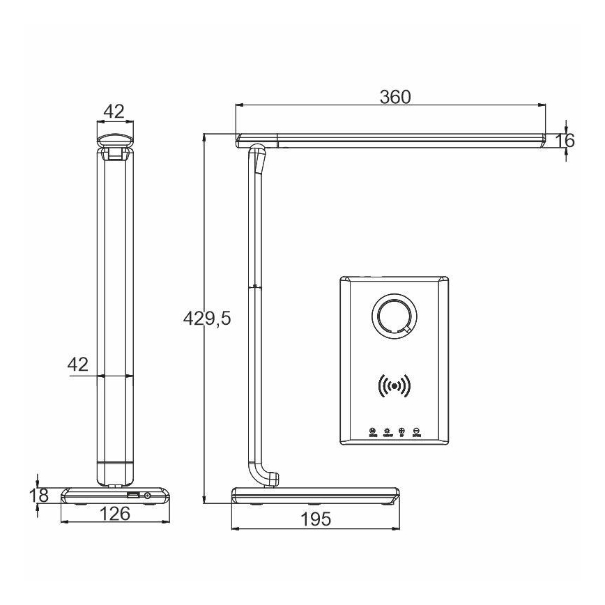 Lampe de table LED tactile à intensité variable avec chargement sans fil MEGGIE LED/8W/230V + USB