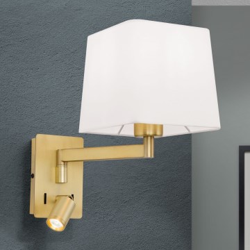 Lampe murale CARLTON 1xE27/40W/230V + LED/3W blanc/doré