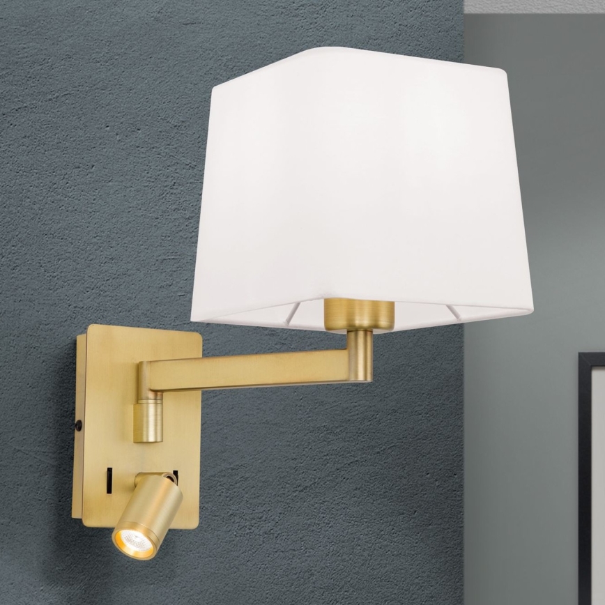 Lampe murale CARLTON 1xE27/40W/230V + LED/3W blanc/doré