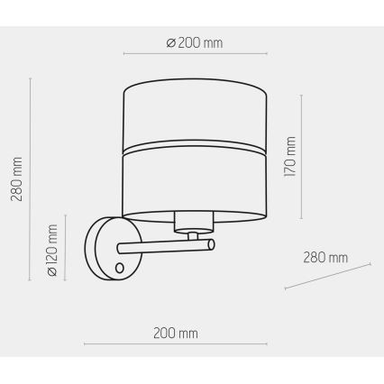 Lampe murale HILTON 1xE27/15W/230V laiton/noire