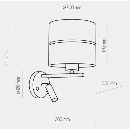 Lampe murale LED HILTON 1xE27/15W/230V + LED/3W/230V laiton/noire