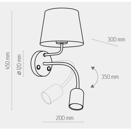 Lampe murale MAJA 1xE27/15W/230V + 1xGU10/10W/230V blanche