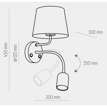 Lampe murale MAJA 1xE27/15W/230V + 1xGU10/10W/230V noire