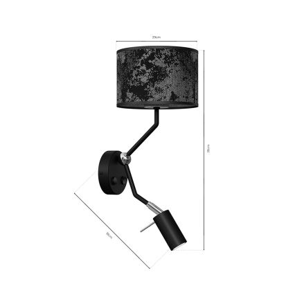 Lampe murale SATINO 1xE27/40W/230V + 1xGU10/MR11/7W noir/gris