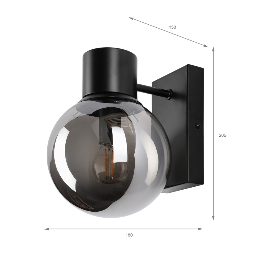 Lampe murale SFERIO 1xE14/5W/230V noir/noir fumé