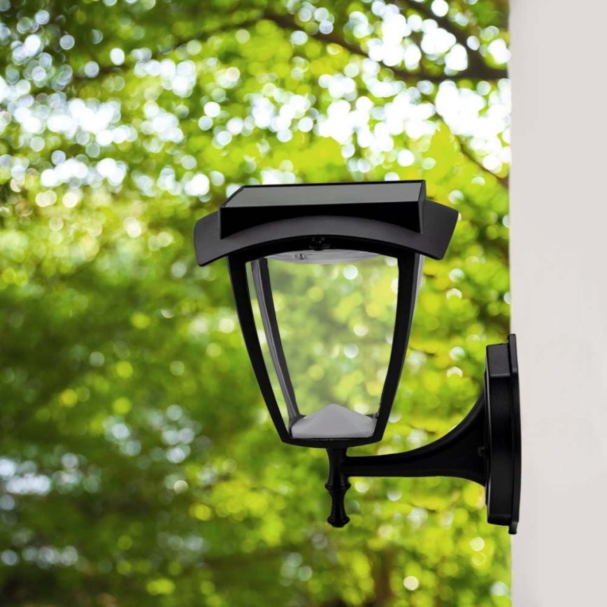 Lampe murale solaire LED/2W/3,7V 3000/6000K IP65 2200 mAh noire