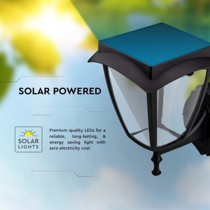 Lampe murale solaire LED/2W/3,7V 3000/6000K IP65 2200 mAh noire