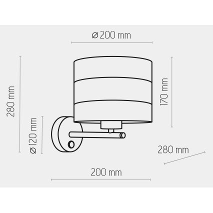 Lampe murale TAGO 1xE27/15W/230V noire/dorée