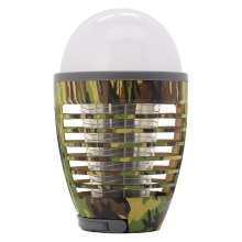 Lampe portable rechargeable avec piège à insecte LED/2W/3,7V 1800 mAh IPX4 camouflage