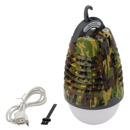 Lampe portable rechargeable avec piège à insecte LED/2W/3,7V 1800 mAh IPX4 camouflage