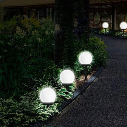 Lampe solaire à LED, 1,2 V, 6500 K, 200 mAh, Ø 10 cm, IP44, blanc/noir