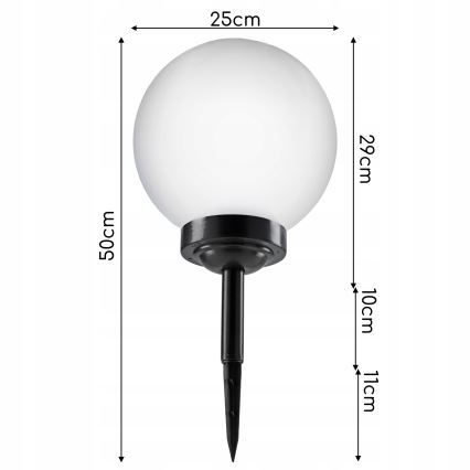 Lampe solaire à LED 1,2 V, 6500 K, 200 mAh, Ø 25 cm, IP44, blanc/noir