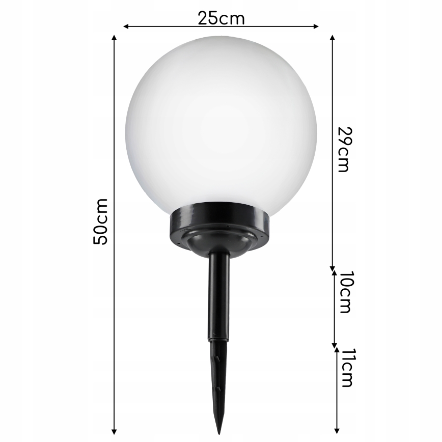 Lampe solaire à LED 1,2 V, 6500 K, 200 mAh, Ø 25 cm, IP44, blanc/noir
