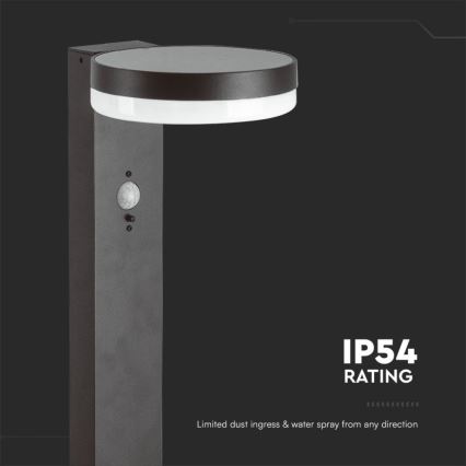 Lampe solaire avec détecteur LED/2W/3,7V IP54 3000K 2200 mAh arrondi noir