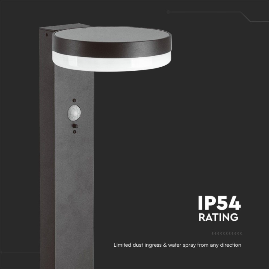 Lampe solaire avec détecteur LED/2W/3,7V IP54 3000K 2200 mAh arrondi noir