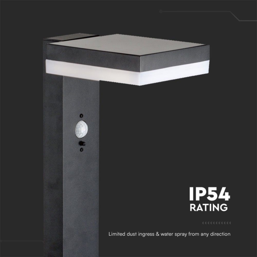 Lampe solaire avec détecteur LED/2W/3,7V IP54 3000K noir angulaire