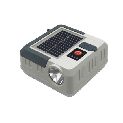 Lampe solaire rechargeable à intensité variable avec fonction de batterie portative LED/1W/5,5V 8000K IPX4 1200 mAh gris