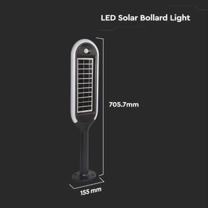 Lampe solaire avec un détecteur BOLLARD LED/5W/5,5V IP65 3000K