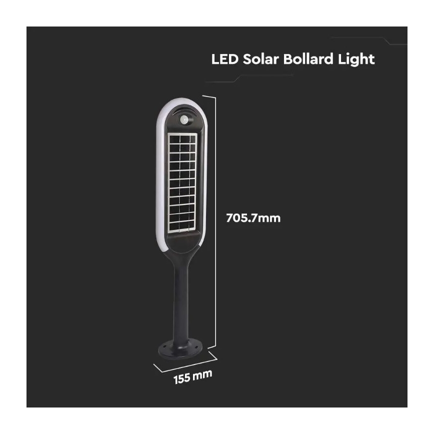 Lampe solaire avec un détecteur BOLLARD LED/5W/5,5V IP65 4000K