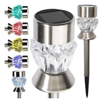 Lampe solaire CRYSTAL 2xLED-RGB/0,02W/1xAAA Chrome mat
