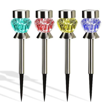 Lampe solaire CRYSTAL 2xLED-RGB/0,02W/1xAAA Chrome mat