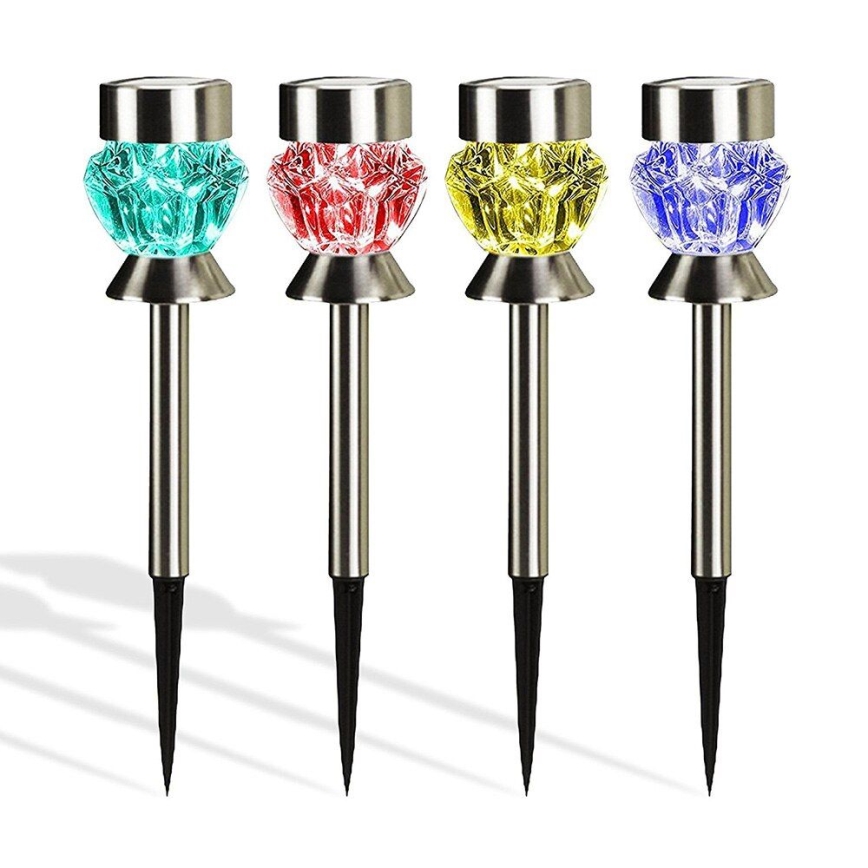 Lampe solaire CRYSTAL 2xLED-RGB/0,02W/1xAAA Chrome mat