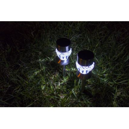 Lampe solaire CRYSTAL 2xLED-RGB/0,02W/1xAAA Chrome mat