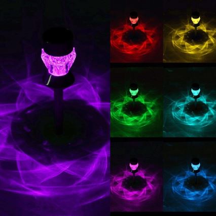 Lampe solaire CRYSTAL 2xLED-RGB/0,02W/1xAAA Chrome mat