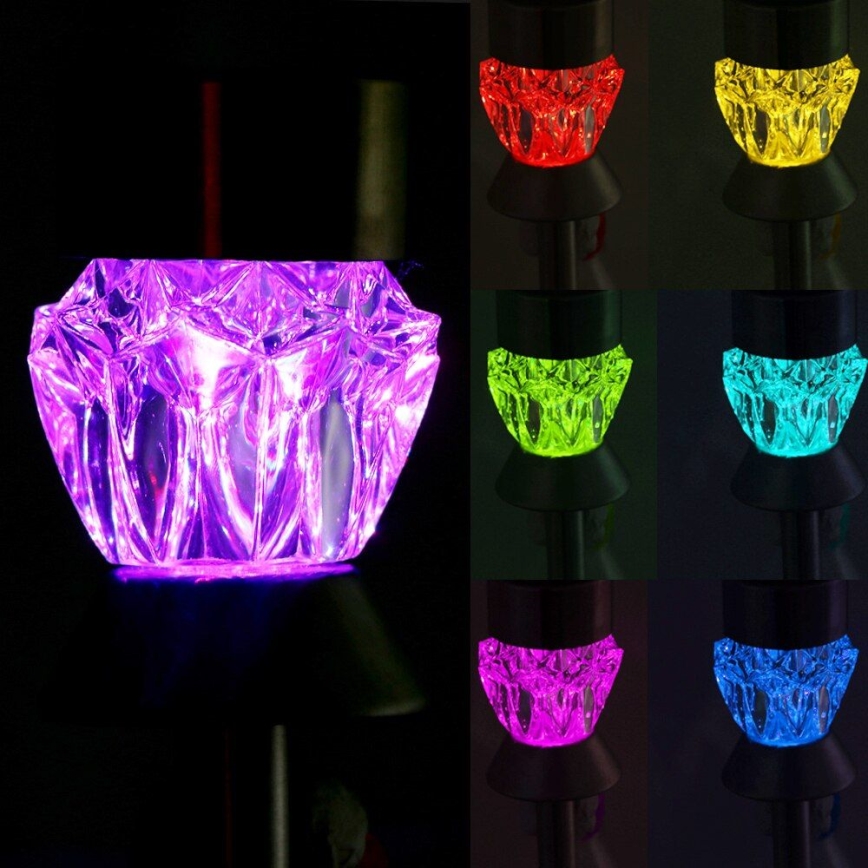 Lampe solaire CRYSTAL 2xLED-RGB/0,02W/1xAAA Chrome mat