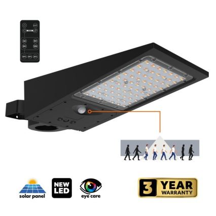 Lampe solaire de rue LED dimmable avec capteur STREET LED/30W/9,6V 3000/4000K 6000 mAh IP65 + télécommande