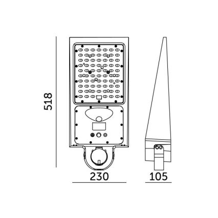 Lampe solaire de rue LED dimmable avec capteur STREET LED/30W/9,6V 3000/4000K 6000 mAh IP65 + télécommande