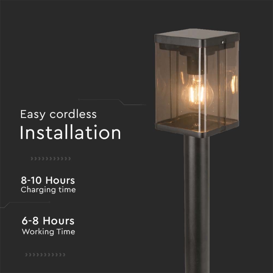 Lampe solaire extérieure avec détecteur LED/2,5W/3,7V 3000K IP54 noir