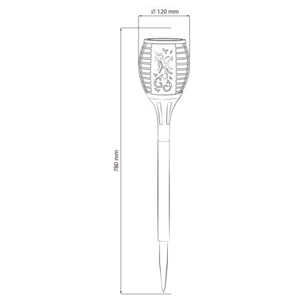 Lampe solaire extérieure FUEGO BIG LED/1,2V 600 mAh IP44