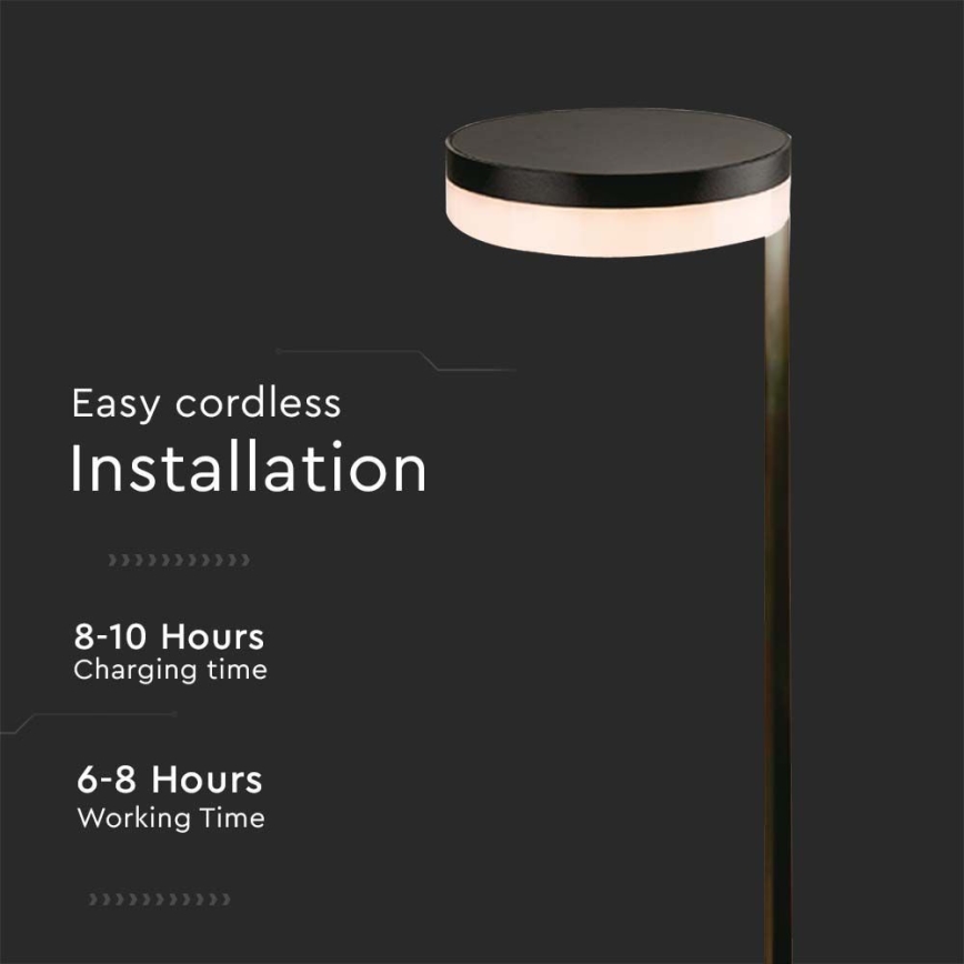 Lampe solaire extérieure LED/2W/3,7V 3000K IP54 noir