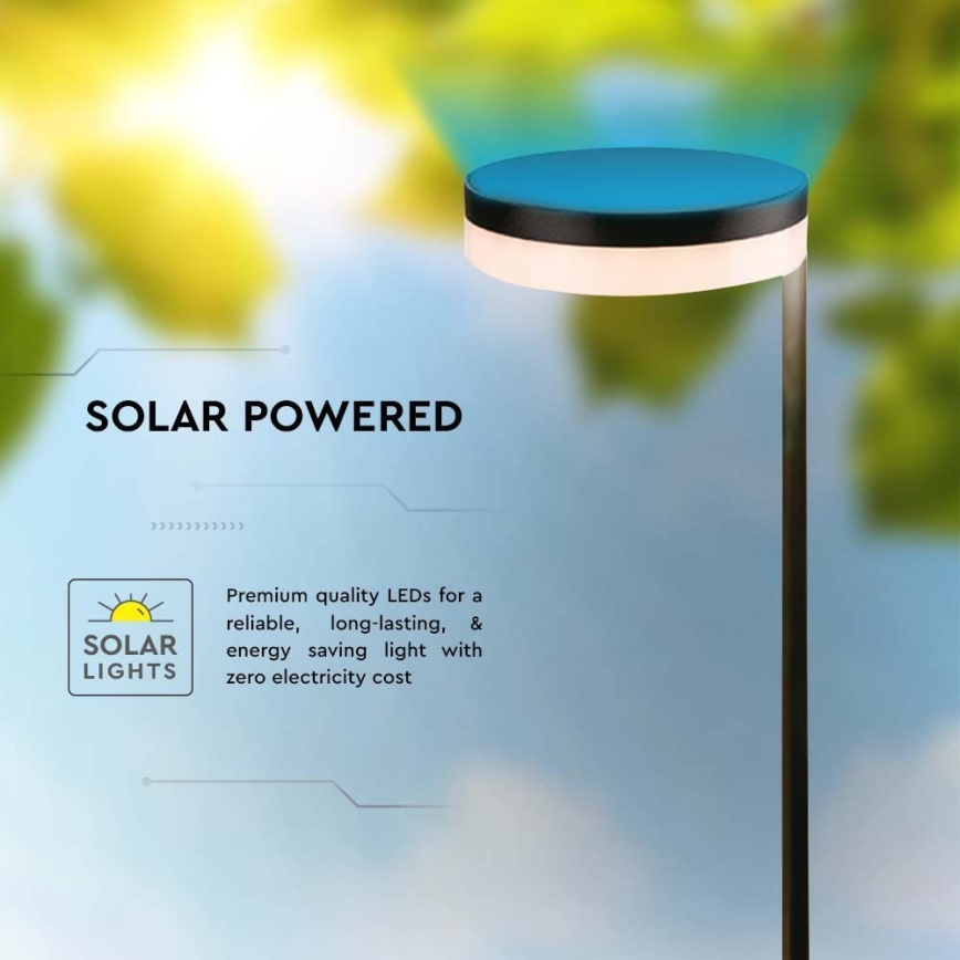 Lampe solaire extérieure LED/2W/3,7V 3000K IP54 noir
