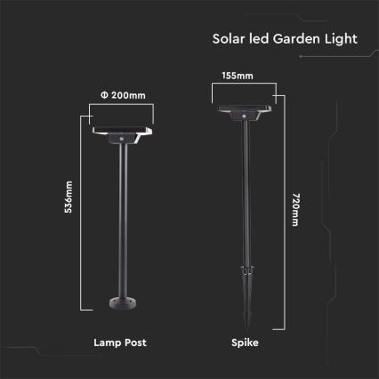 Lampe solaire extérieure 2en1 LED/2W/3,7V IP65 3000/4000/6500K 2600 mAh