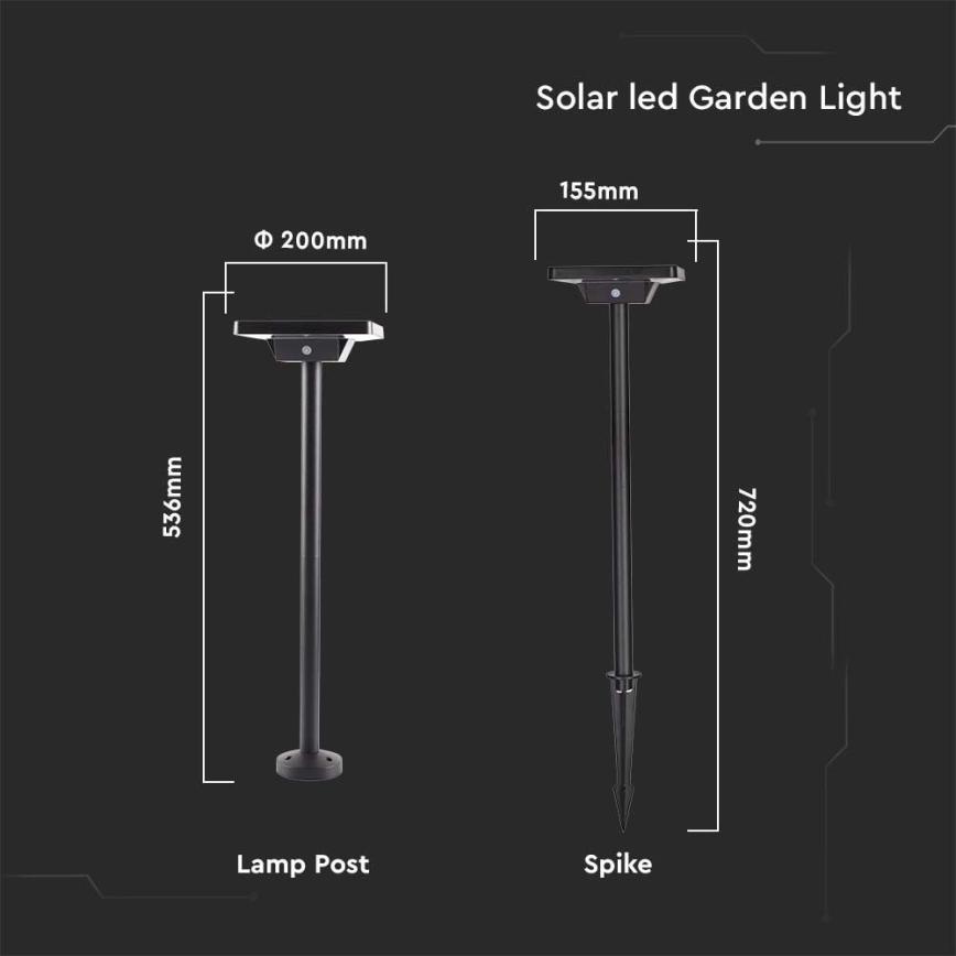 Lampe solaire extérieure 2en1 LED/2W/3,7V IP65 3000/4000/6500K