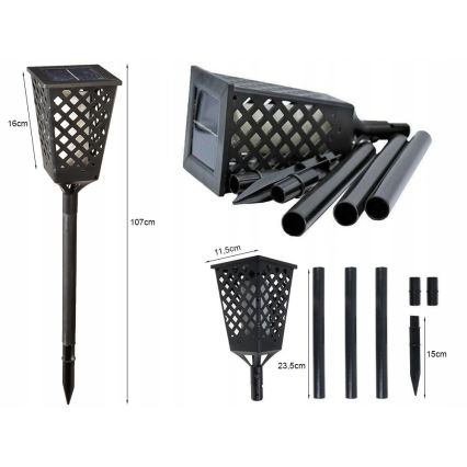 Lampe solaire LED/0,6W/5,5V IP65 107 cm noir