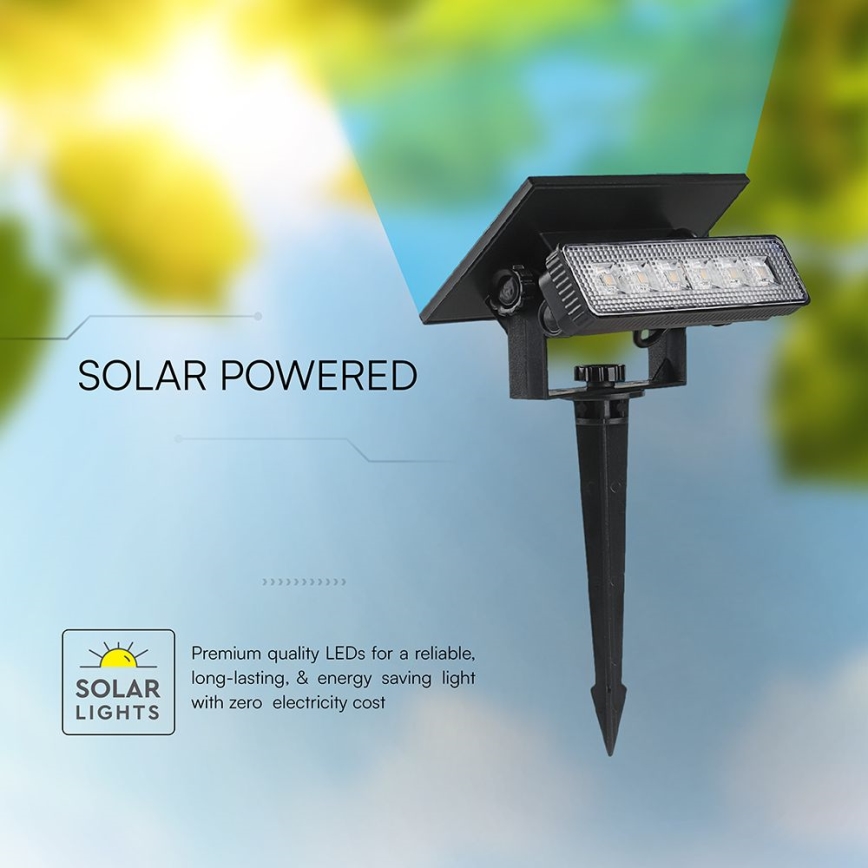 Lampe solaire LED/0,9W/3,7V 3000K IP65 noir